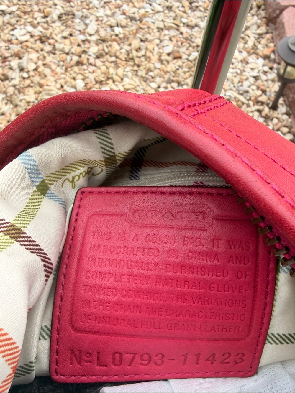 Vintage Y2K Coach #11423 Bleecker Tattersall Large Hot Pink Bucket Bag with - Picture 13 of 16